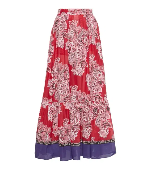 Etro High-rise cotton and silk maxi skirt