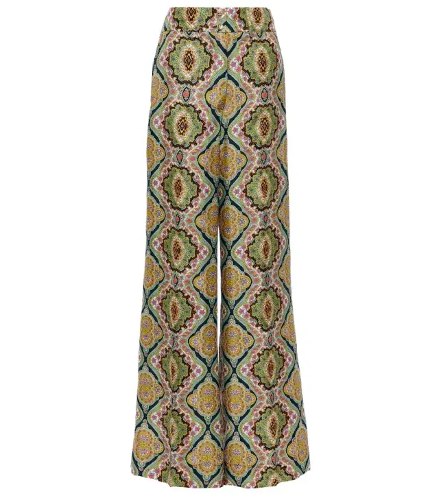 Etro Printed silk wide-leg pants