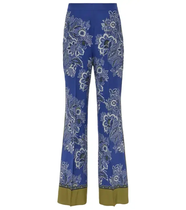 Etro Paisley high-rise silk wide-leg pants