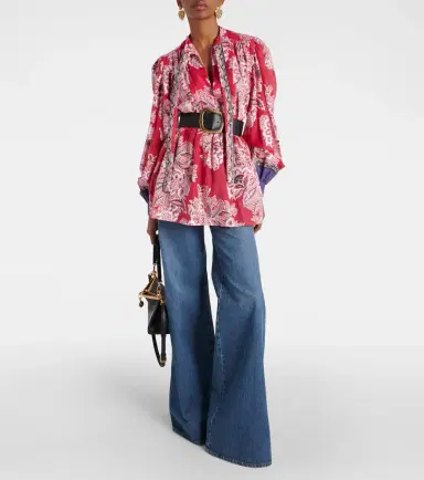 Etro Printed cotton and silk blouse | Thumbnail 3