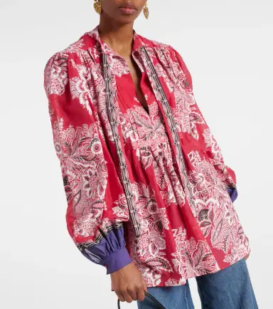 Etro Printed cotton and silk blouse | Thumbnail 5