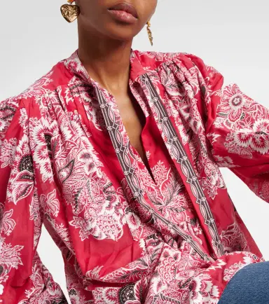 Etro Printed cotton and silk blouse | Thumbnail 6