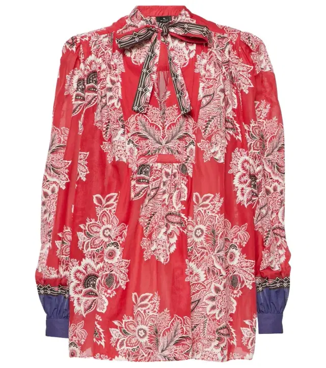 Etro Printed cotton and silk blouse