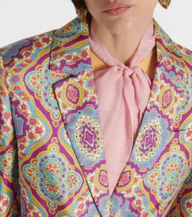 Etro Printed single-breasted silk blazer | Thumbnail 2