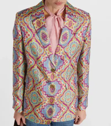 Etro Printed single-breasted silk blazer | Thumbnail 4