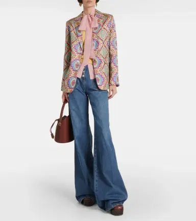 Etro Printed single-breasted silk blazer | Thumbnail 6