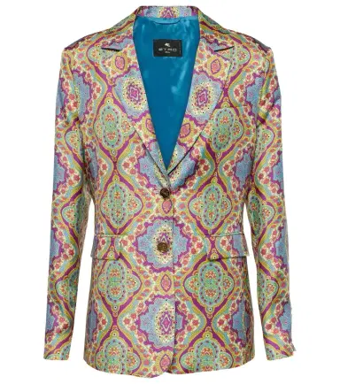 Etro Printed single-breasted silk blazer | Thumbnail 1