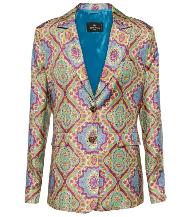Etro Printed single-breasted silk blazer