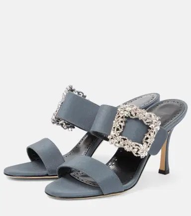 Manolo Blahnik Gable Jewel embellished Crêpe de Chine sandals | Thumbnail 3 Manolo Blahnik Gable Jewel embellished Crêpe de Chine sandals | Thumbnail 3