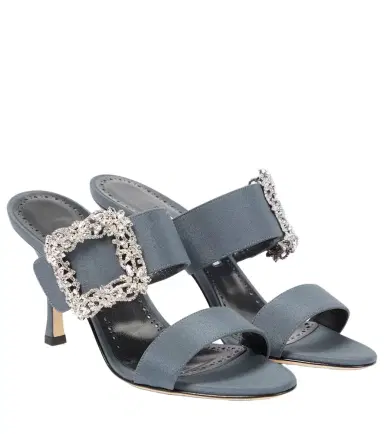 Manolo Blahnik Gable Jewel embellished Crêpe de Chine sandals | Thumbnail 1 Manolo Blahnik Gable Jewel embellished Crêpe de Chine sandals | Thumbnail 1