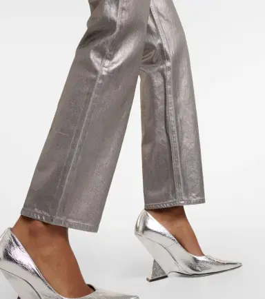 Veronica Beard Daniela metallic high-rise straight jeans | Thumbnail 4