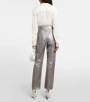 Veronica Beard Daniela metallic high-rise straight jeans | Thumbnail 5