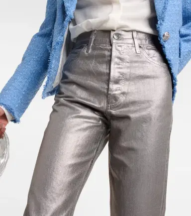 Veronica Beard Daniela metallic high-rise straight jeans | Thumbnail 6