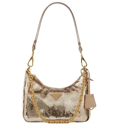 Prada Re-Edition Mini sequined shoulder bag | Thumbnail 1 Prada Re-Edition Mini sequined shoulder bag | Thumbnail 1