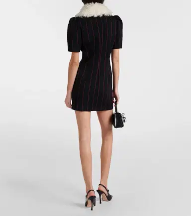Alessandra Rich Pinstripe collared wool-blend minidress | Thumbnail 3