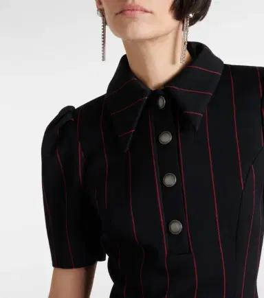 Alessandra Rich Pinstripe collared wool-blend minidress | Thumbnail 4
