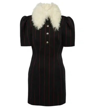 Alessandra Rich Pinstripe collared wool-blend minidress | Thumbnail 1