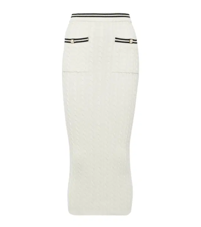 Alessandra Rich Striped cable-knit cotton midi skirt