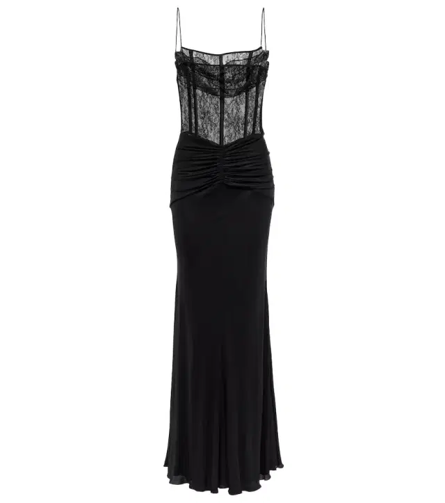 Alessandra Rich Laminated jersey maxi dress