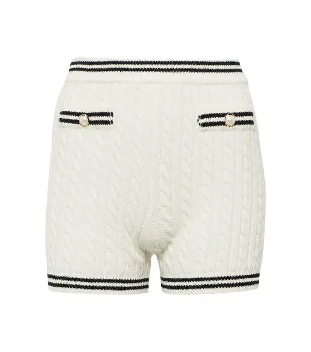 Alessandra Rich Striped cable-knit cotton shorts
