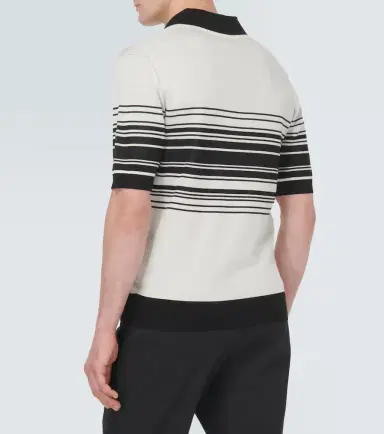 Dolce & Gabbana Logo striped silk jacquard polo shirt | Thumbnail 2