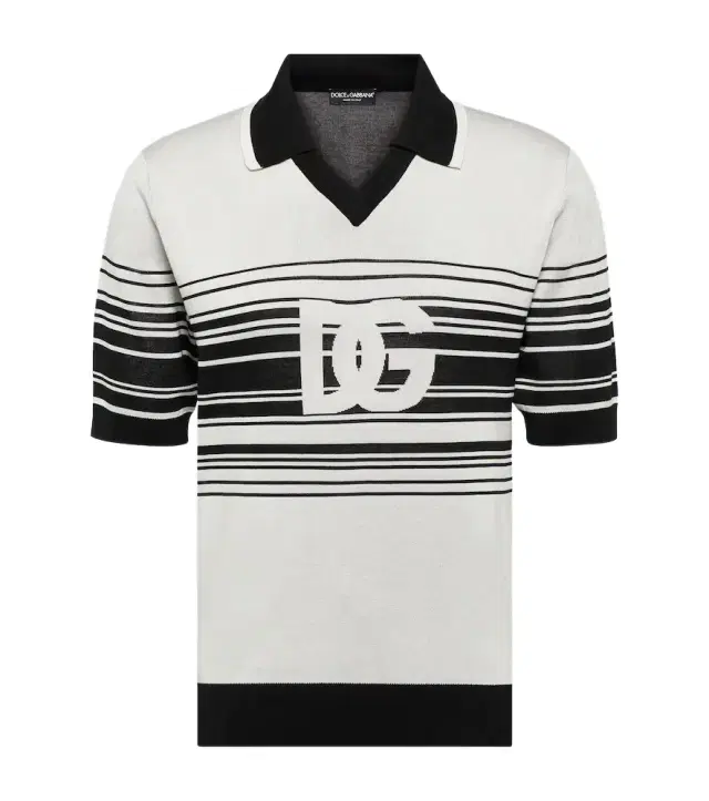 Dolce & Gabbana Logo striped silk jacquard polo shirt