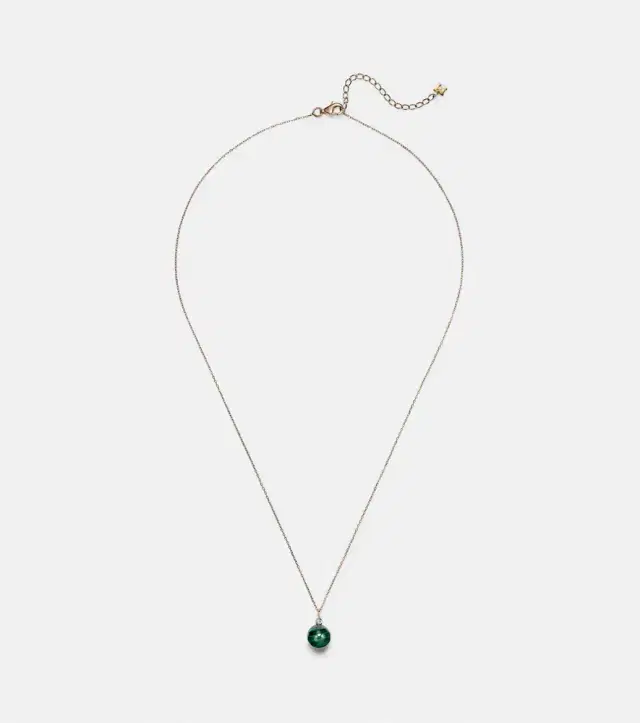 Mateo 14kt gold dot necklace with malachite and diamond