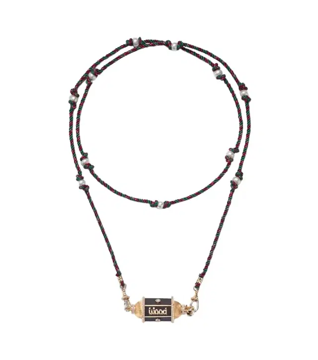 Marie Lichtenberg Knock on Wood 18kt gold locket necklace with diamonds and pearls