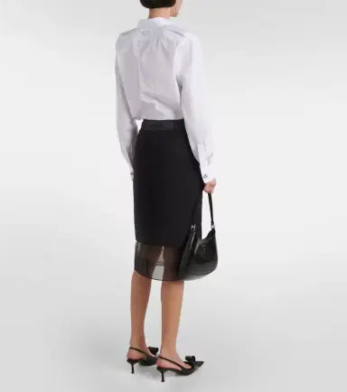 Prada Crinoline and virgin wool midi skirt | Thumbnail 3 Prada Crinoline and virgin wool midi skirt | Thumbnail 3