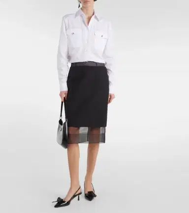 Prada Crinoline and virgin wool midi skirt | Thumbnail 5 Prada Crinoline and virgin wool midi skirt | Thumbnail 5
