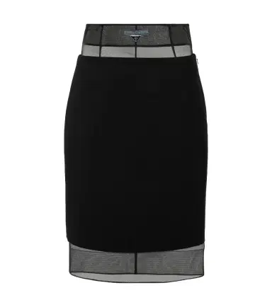 Prada Crinoline and virgin wool midi skirt | Thumbnail 1 Prada Crinoline and virgin wool midi skirt | Thumbnail 1