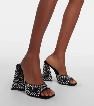 The Attico Devon embellished satin mules | Thumbnail 4