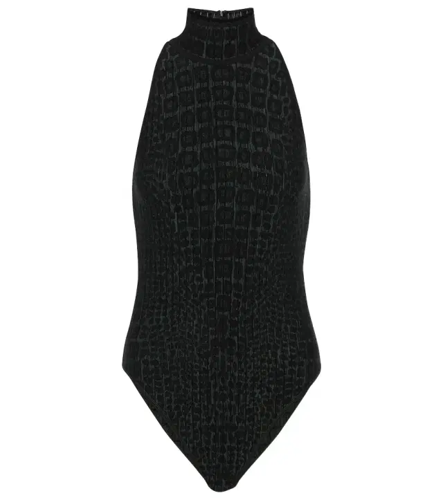 Alaia Alaïa Croc-effect halterneck bodysuit