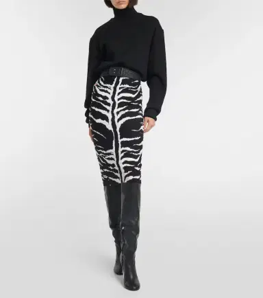 Alaïa Alaïa Zebra-printed high-rise midi skirt | Thumbnail 3
