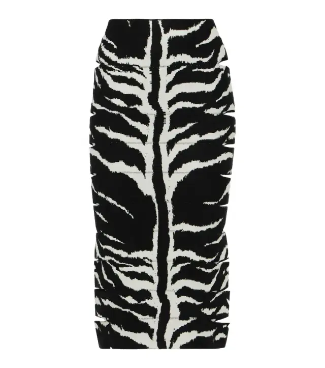 Alaia Alaïa Zebra-printed high-rise midi skirt