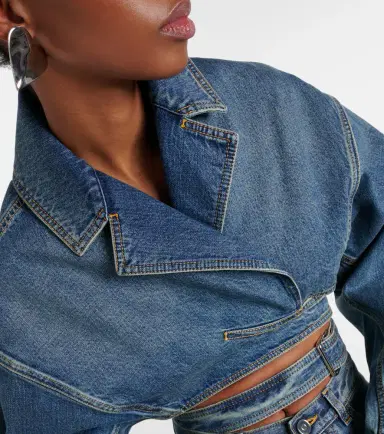Alaïa Alaïa Cropped denim wrap jacket | Thumbnail 2