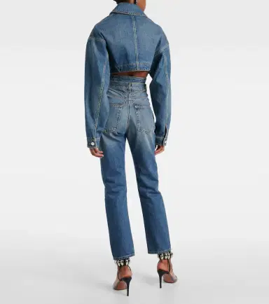 Alaïa Alaïa Cropped denim wrap jacket | Thumbnail 4