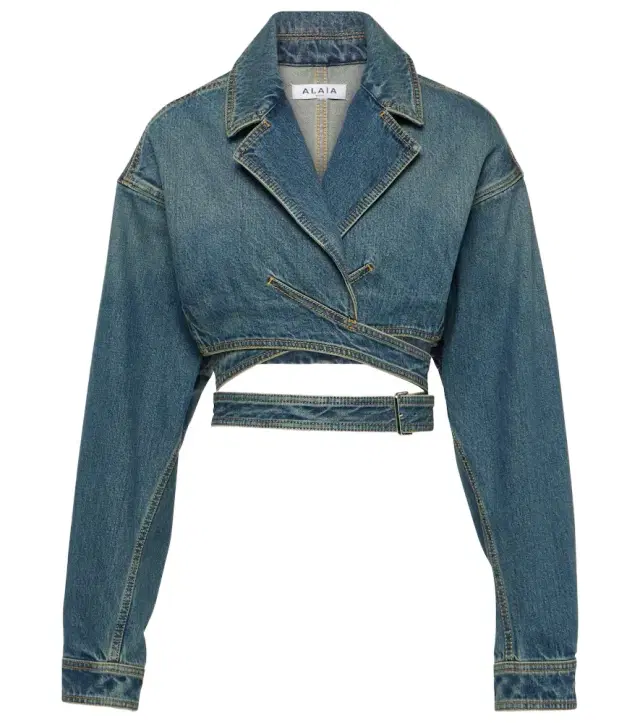 Alaia Alaïa Cropped denim wrap jacket