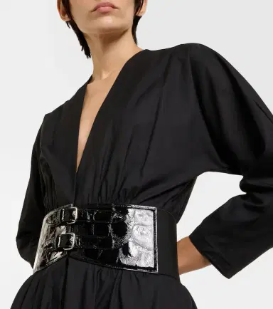 Alaïa Alaïa Leather-trimmed cotton midi dress | Thumbnail 3 Alaïa Alaïa Leather-trimmed cotton midi dress | Thumbnail 3