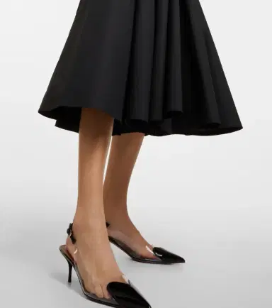 Alaïa Alaïa Leather-trimmed cotton midi dress | Thumbnail 4 Alaïa Alaïa Leather-trimmed cotton midi dress | Thumbnail 4
