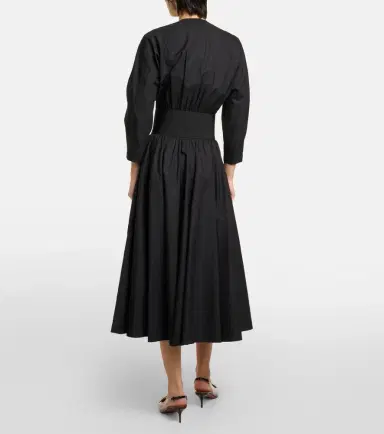 Alaïa Alaïa Leather-trimmed cotton midi dress | Thumbnail 5 Alaïa Alaïa Leather-trimmed cotton midi dress | Thumbnail 5