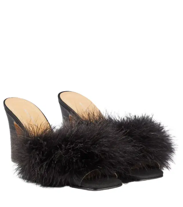 Maison Margiela Feather-embellished mules