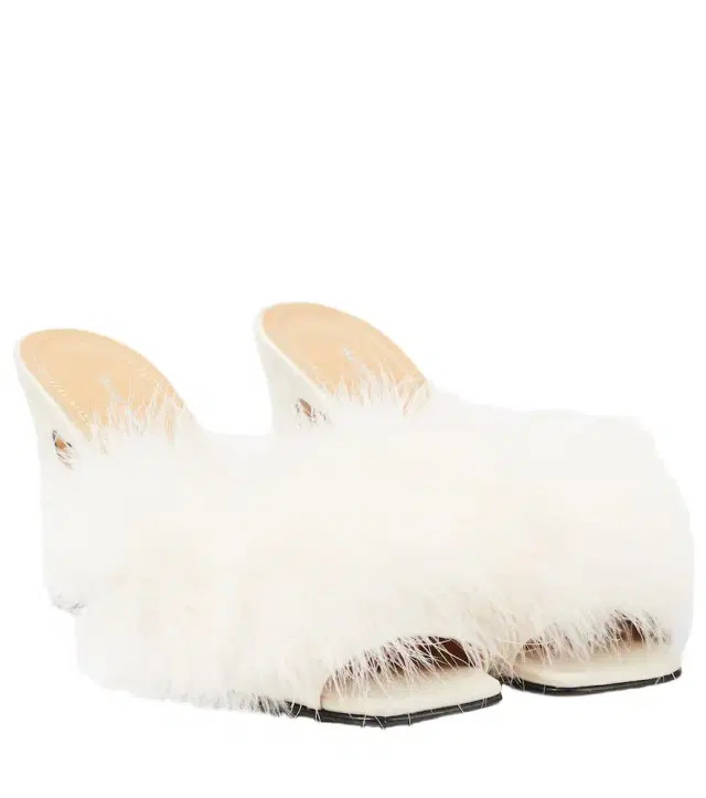 Maison Margiela Feather-embellished mules