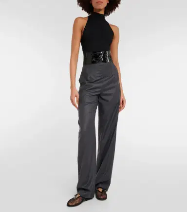 Alaia Alaïa High-rise virgin wool straight pants | Thumbnail 4 Alaia Alaïa High-rise virgin wool straight pants | Thumbnail 4