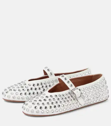 Alaïa Alaïa Crystal-embellished leather ballet flats | Thumbnail 3 Alaïa Alaïa Crystal-embellished leather ballet flats | Thumbnail 3