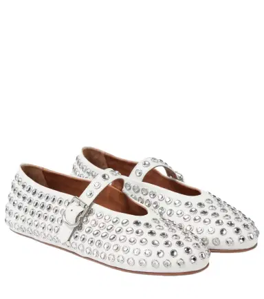 Alaïa Alaïa Crystal-embellished leather ballet flats | Thumbnail 1 Alaïa Alaïa Crystal-embellished leather ballet flats | Thumbnail 1