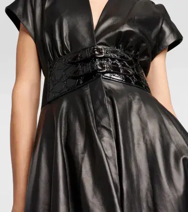 Alaïa Alaïa Belted leather midi dress | Thumbnail 3