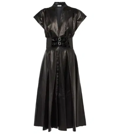 Alaïa Alaïa Belted leather midi dress | Thumbnail 1
