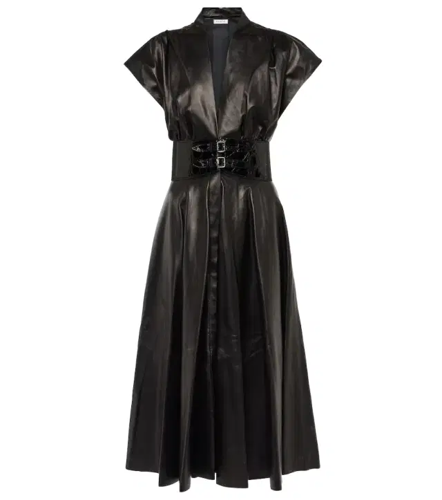Alaia Alaïa Belted leather midi dress