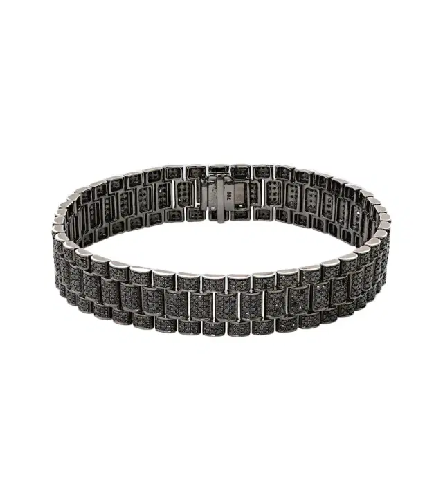 Shay Jewelry Rail Link 18kt black gold bracelet with diamonds